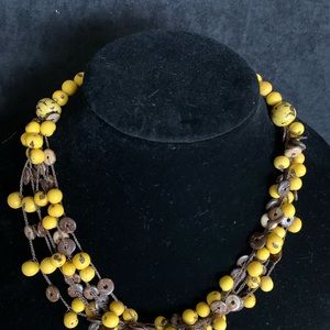 2 for $15 // Six strands yellow beaded necklace, handmade + fair trade